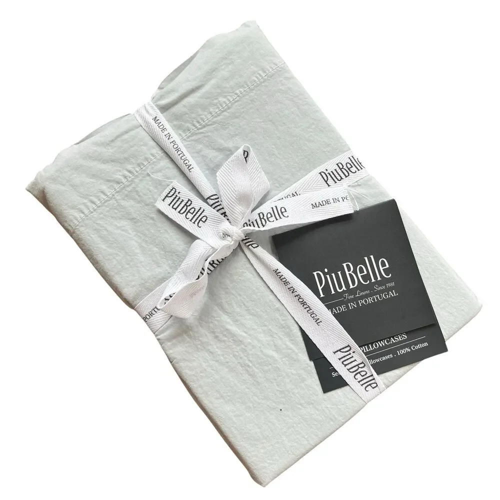 PiuBelle Portugal Gray Cotton Percale Pillowcases Set of 2 Standard Piu Belle